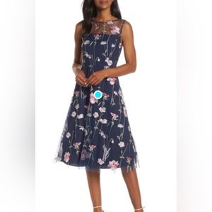 Brand New With Tags Beautiful Eliza J Mesh Embroidered Dress Size 10